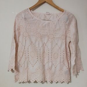Gap Cotton Elegant Pink Eyelet Women's Top